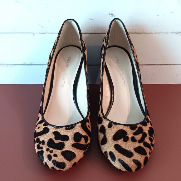LIKE NEW 💥 FRANCO SARTO Stunning Leopard Print Pump Wedge Heels Shoes Size 6 - Picture 3 of 9